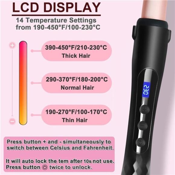 Hair Curling Wand,1/2-1Inch Tapered Curling Iron for All Hair Types,Professional - Picture 4 of 7